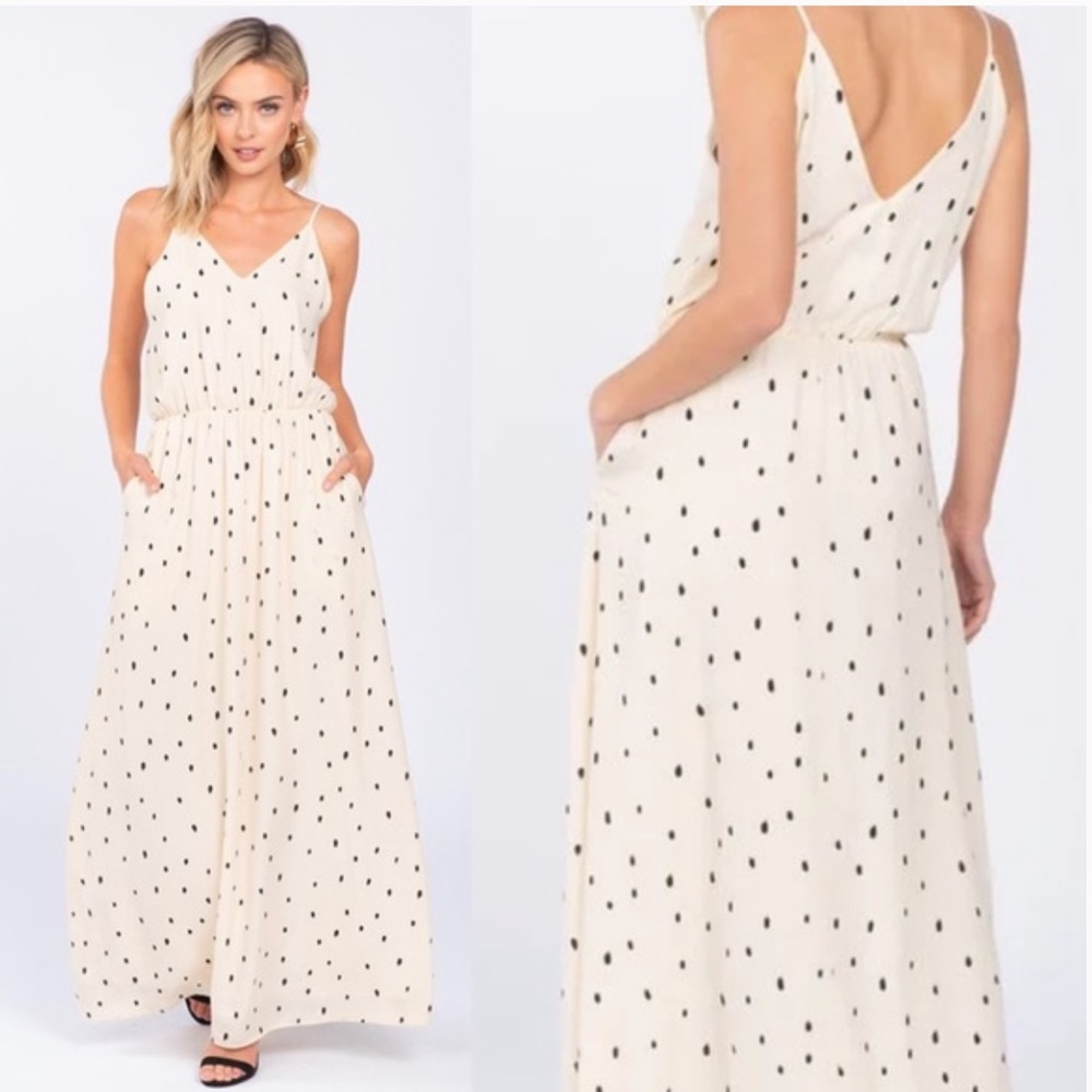 Everly Sweetheart Polka Dot Maxi Dress with Pockets Size Small - Picture 1 of 9